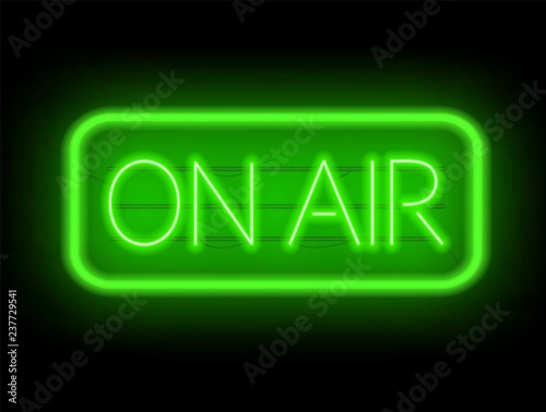 On air neon glowing sign on a dark background. Vector illustration.