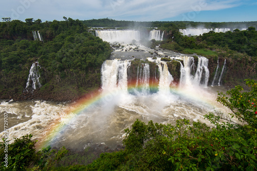 Cascade of Iguazu Falls  One of the New Seven Wonders of Nature  in Brazil and Argentina