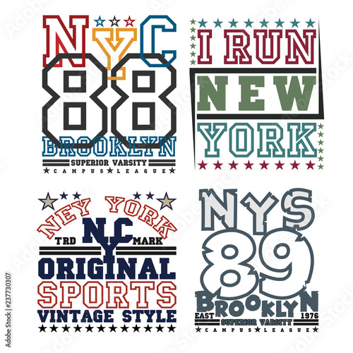 set  t-shirt   New York typography  design graphic