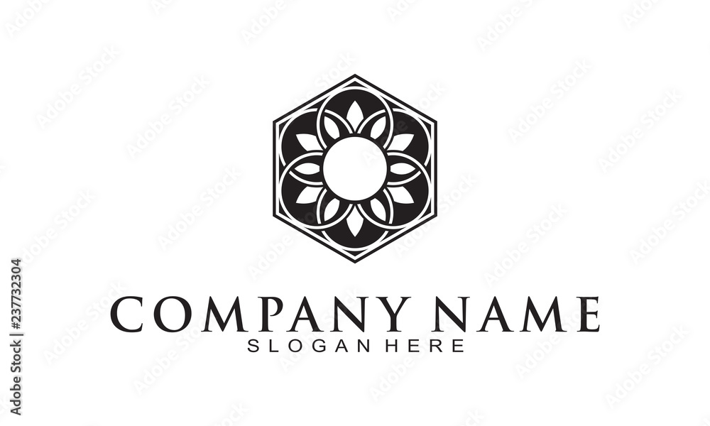 Flower and polygon logo design Flower and polygon logo design