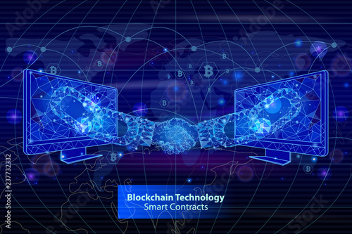 Blockchain Technology Contracts Poster Vector