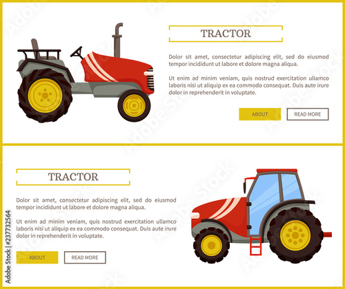 Tractor Husbandry Machine Vector Illustration