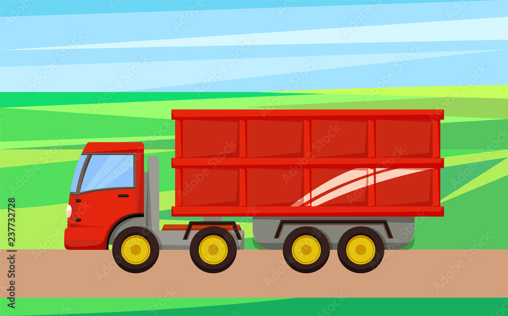 Fototapeta premium Grain Truck Transporting Crop Vector Illustration