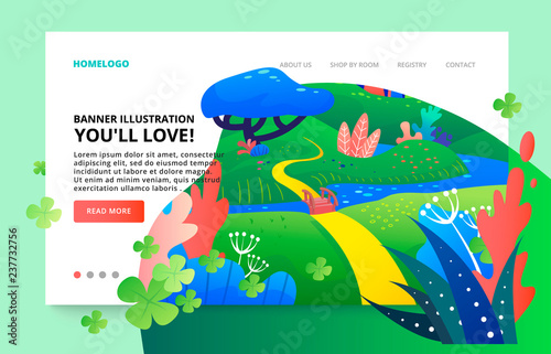 Modern fluid illustration for website. Web page design template nature concept. 