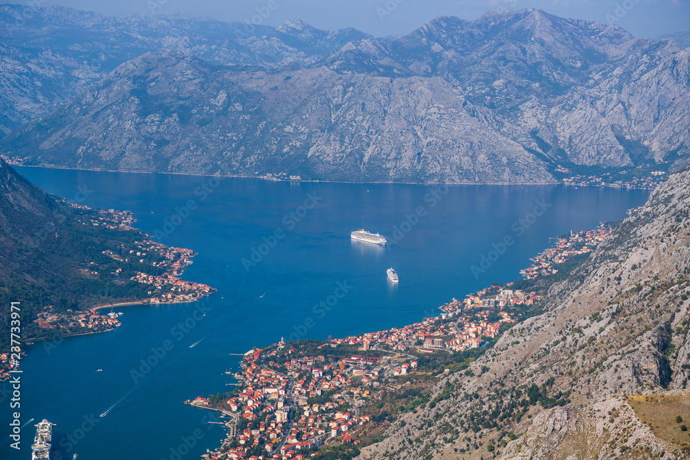 Cruise ship at bay Kotor in Montenegro