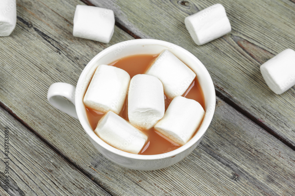 Hot chocolate with marshmallows on the table Hot chocolate with marshmallows on the table