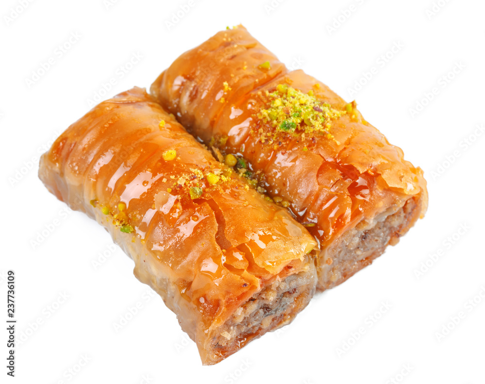 Turkish Ramadan Dessert Baklava isolated on white Turkish Ramadan Dessert Baklava isolated on white