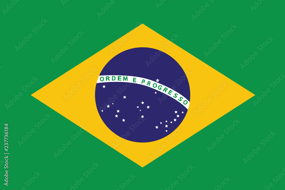 Fototapeta premium Simple flag of Brazil. Brazilian flag. Correct size, proportion, colors.