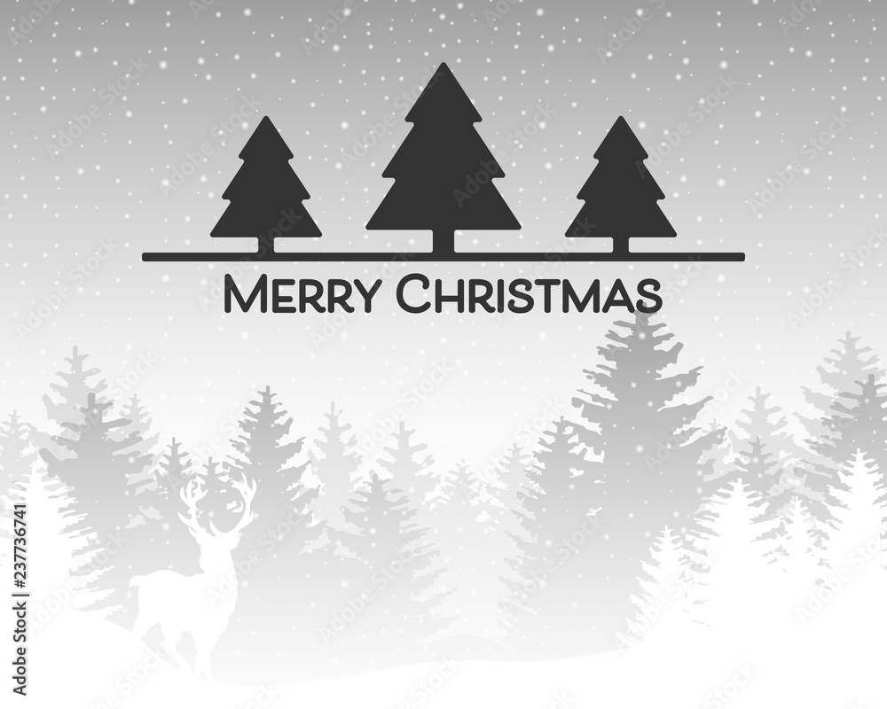 Fototapeta premium Christmas Greetings - Christmas Landscape with Reindeer