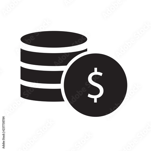 Money. Line Icon Vector. Payment system. Coins and Dollar cent Sign isolated on white background. Flat design style. Business concept.