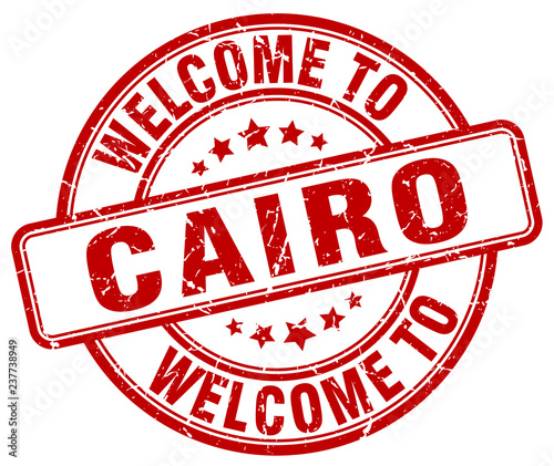 welcome to Cairo red round vintage stamp