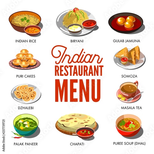 Indian cuisine food traditional dishes.