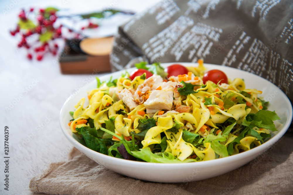 Roasted Chicken Cooked Twists and Mustard Sauce salad Roasted Chicken Cooked Twists and Mustard Sauce salad