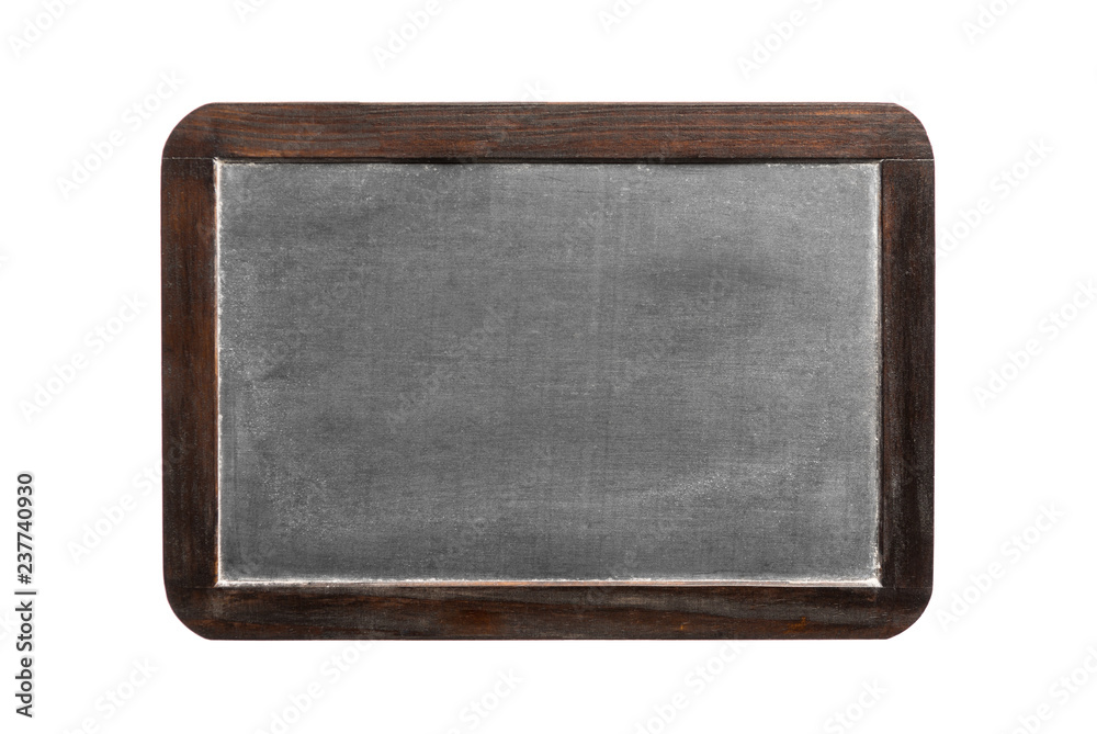 Fototapeta premium Blank vintage chalkboard with wooden frame, isolated on white background