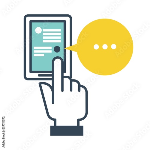 Smartphone with opened chat messages person with phone