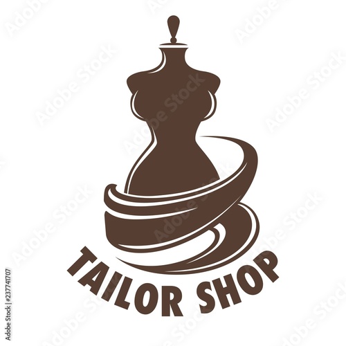 Tailor shop tailoring occupation in atelier mannequin logo