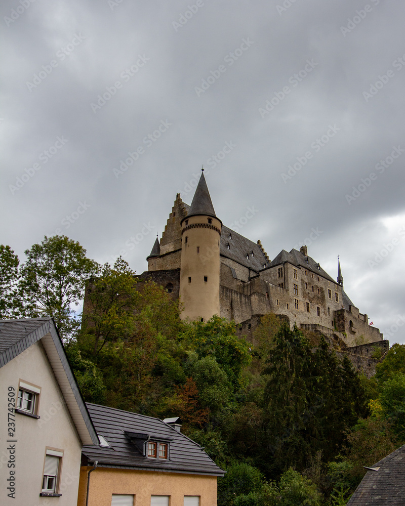 Vianden Castle above the village in Luxembourg