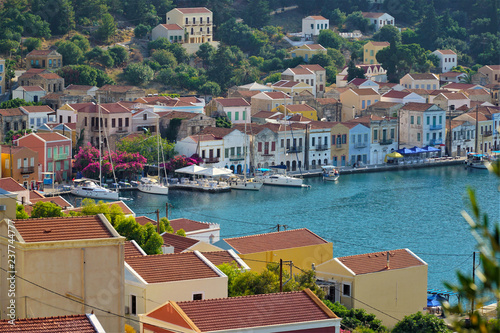 High angle view of Kastellorizo Island in Greece.