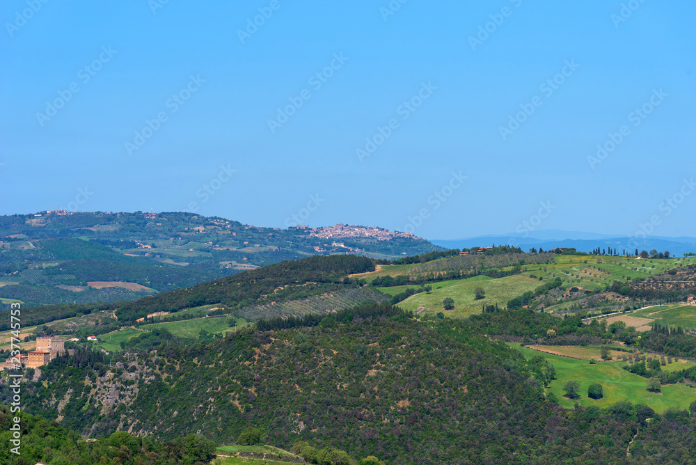 Amazing aerial view of Tuscany from Fortress of Tentennano. Beautiful panorama landscape near Castiglione d'Orcia,Tuscany, Italy Amazing aerial view of Tuscany from Fortress of Tentennano. Beautiful panorama landscape near Castiglione d'Orcia,Tuscany, Italy