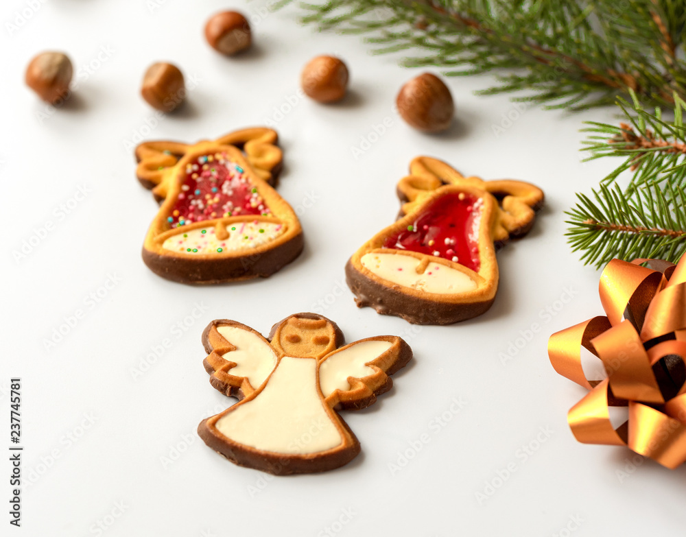 Christmas Gingerbread on white background