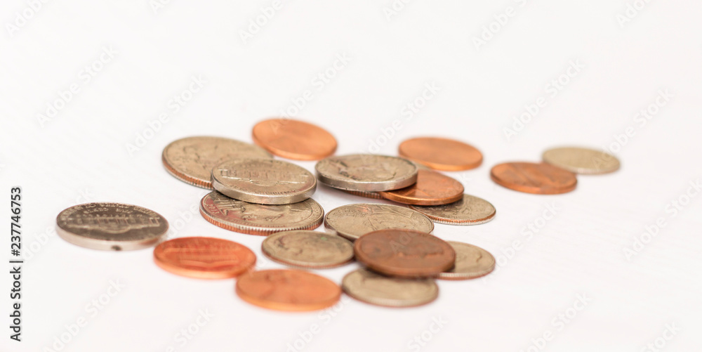 Different coins of USA isolated on the white background Different coins of USA isolated on the white background