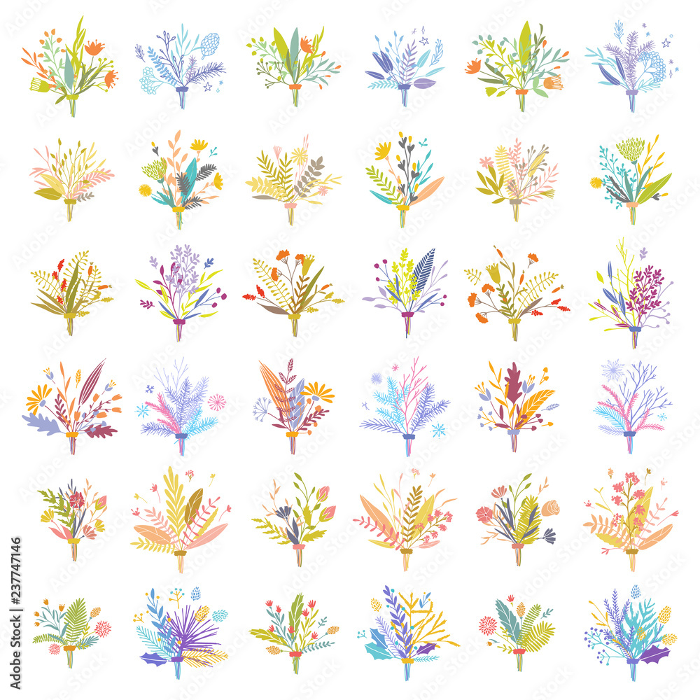 Obraz premium Vector floral bouquets.