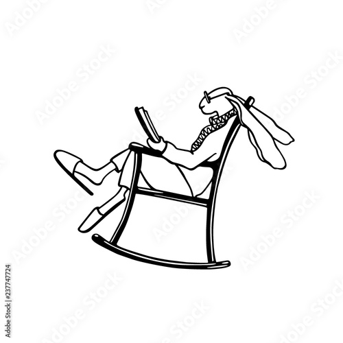 Hand drawn reading hare