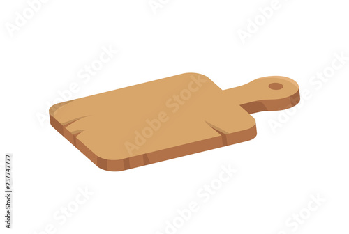 Wooden Cutting Board Vector Icon in Cartoon Style