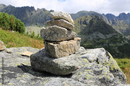 balanced stones in mountains