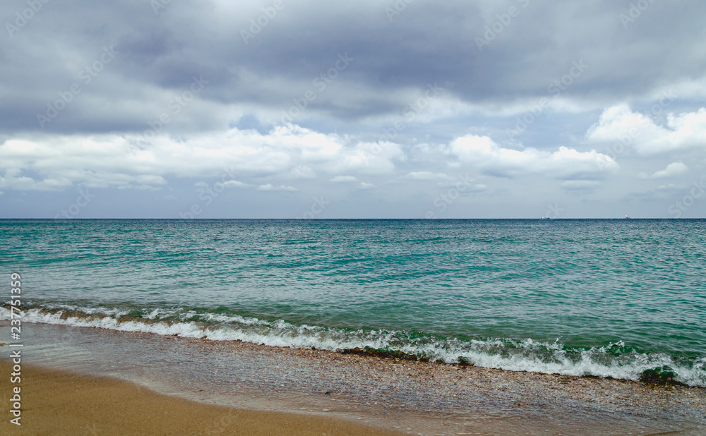 Black Sea coast, with waves and sandy beach Black Sea coast, with waves and sandy beach
