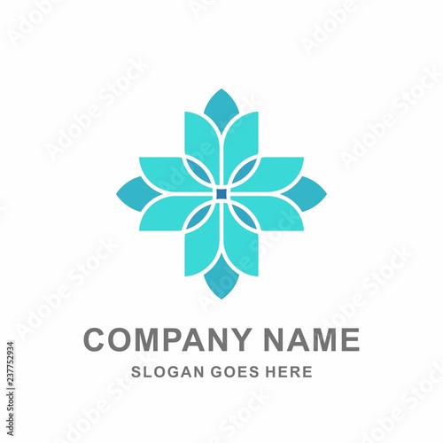 Geometric Circle Pattern Flowers Business Company Stock Vector Logo Design Template