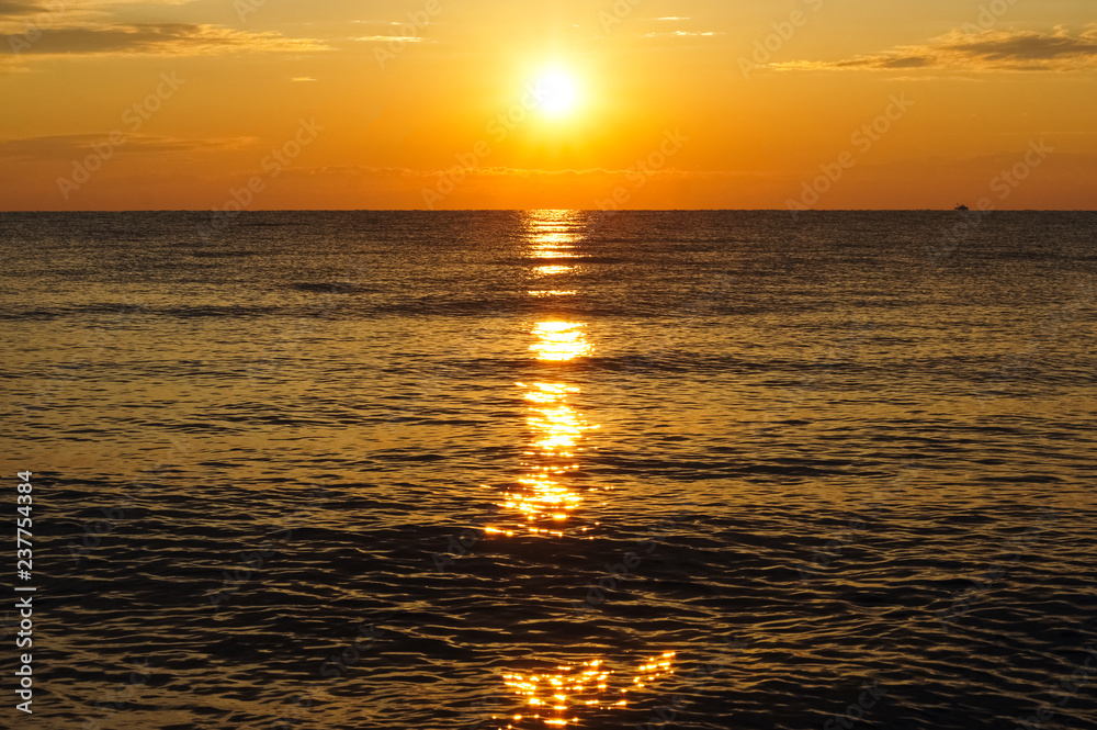 Fototapeta premium Colorful sunrise sunset above the Aegean sea.