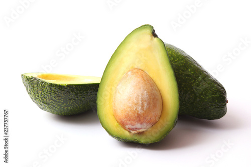 avocado on white background with shadow