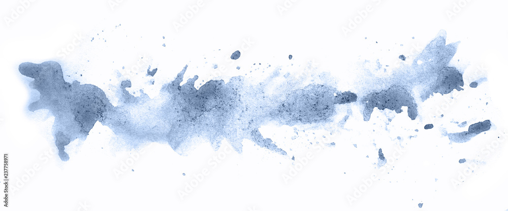 Abstract watercolor background hand-drawn on paper. Volumetric smoke elements. Blue, Navy Peony color. For design, web, card, text, decoration, surfaces.