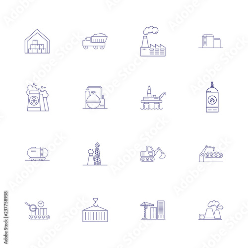 Heavy industry line icon set. Engineer, factory, oil derrick. Urban and business concept. Vector illustration can be used for topics like business, modern life, industry