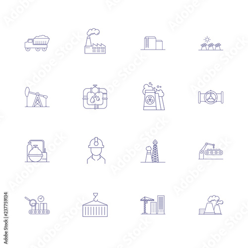 Large scale industry line icon set. Engineer, factory, oil derrick. Urban and business concept. Vector illustration can be used for topics like business, modern life, industry