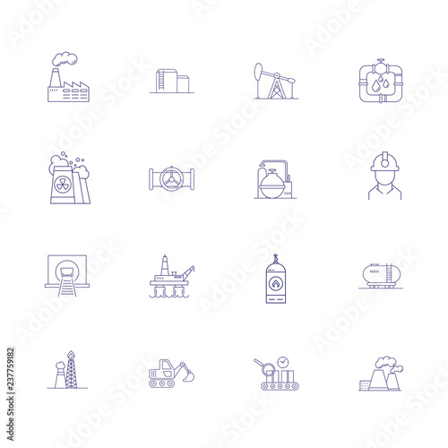 Oil manufacturing line icon set. Engineer  factory  oil derrick. Urban and business concept. Vector illustration can be used for topics like business  modern life  industry