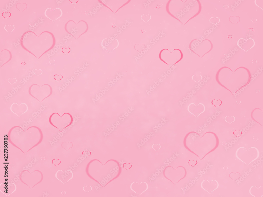 pink and white hearts of different size, pink background
