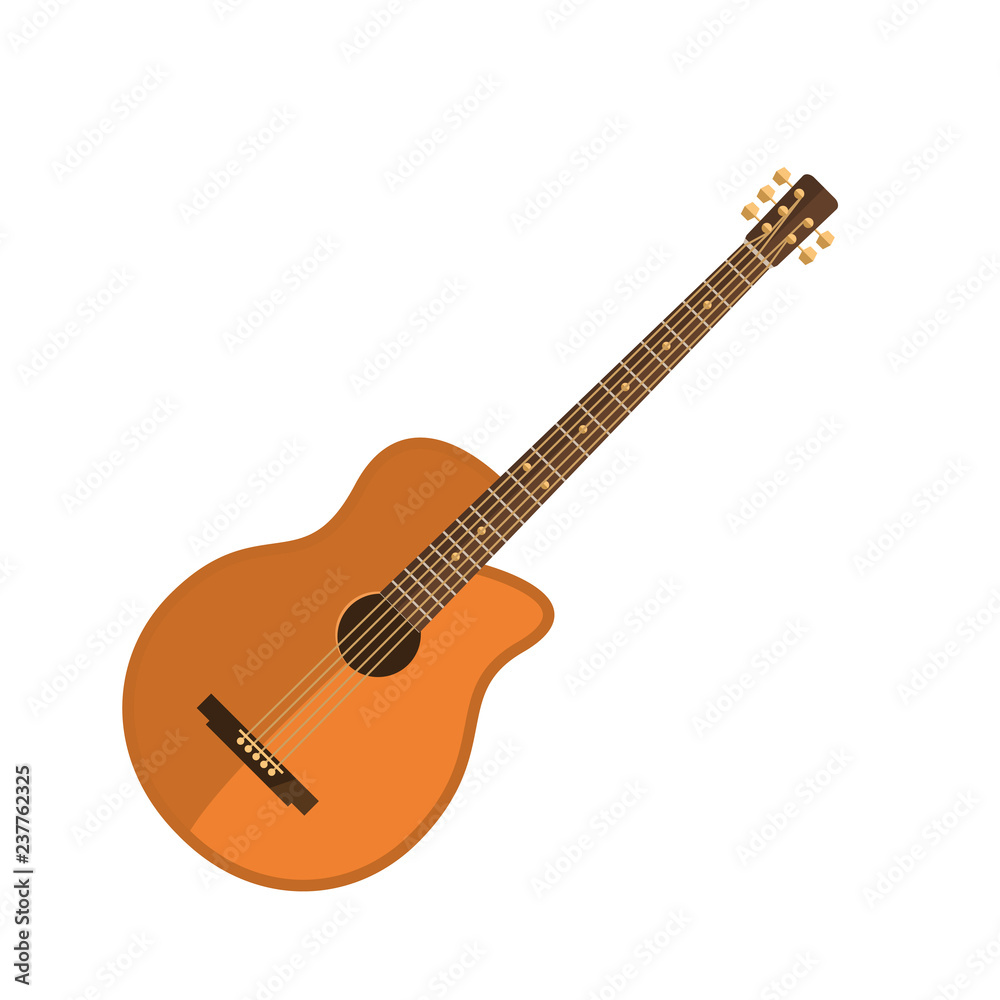 Guitar flat icon. Acoustic music, folk, concert. Musical instruments concept. Vector illustration can be used for topics like music, leisure, hobby