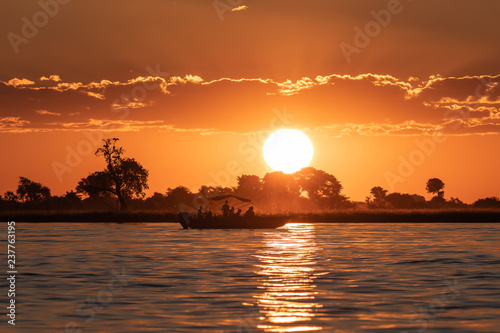 Sunset boat cruise on the chobe river (Botswana) photo