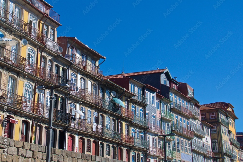 Historic buildings still standing in old Porto in Portugal