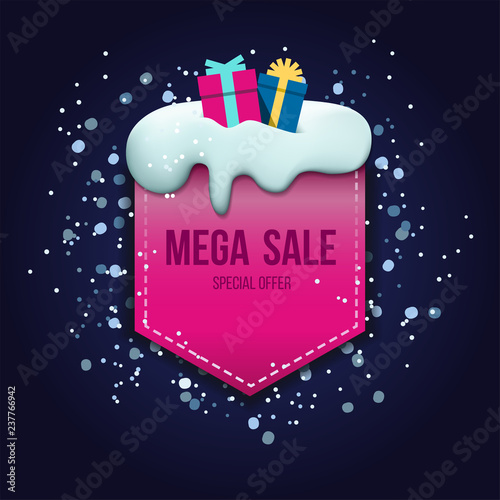 Mega sale label design template