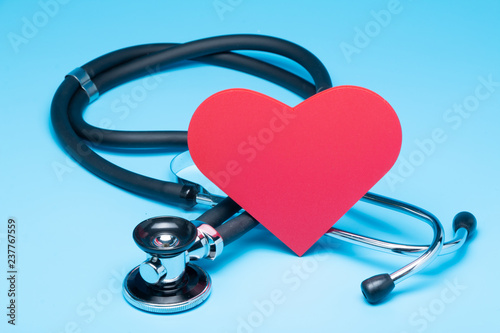 Red heart with stethoscope