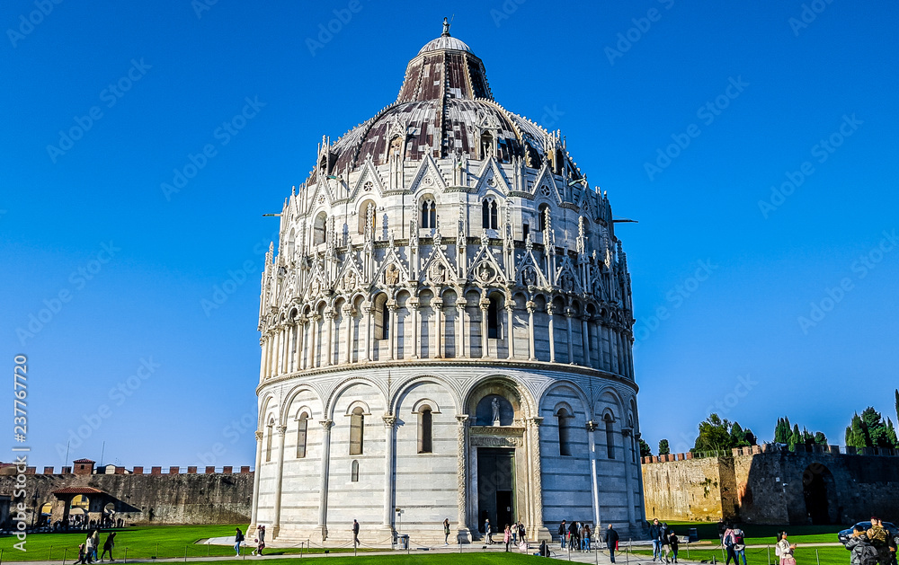The Pisa Baptistery of St. John (Battistero di San Giovanni). Italy