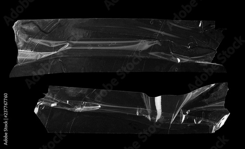 transparent adhesive tape isolated on black background, with clipping path