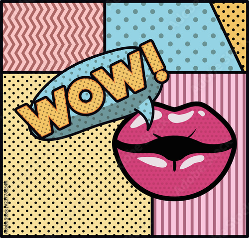 mouth saying wow pop art style