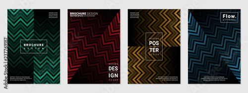 Vector set of cover design template with minimal geometric patterns; Pixel art; Modern different color gradient.