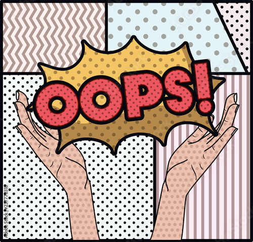 expression bubble with oops pop art style