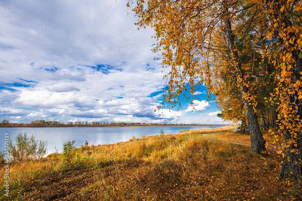 Autumn landscape on the river. Western Siberia, Novosibirsk region, Russia Autumn landscape on the river. Western Siberia, Novosibirsk region, Russia