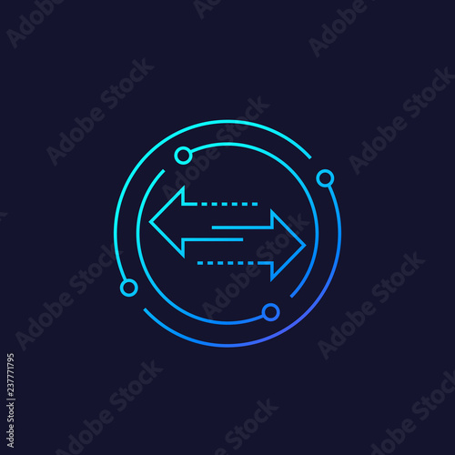 exchange vector line icon with arrows